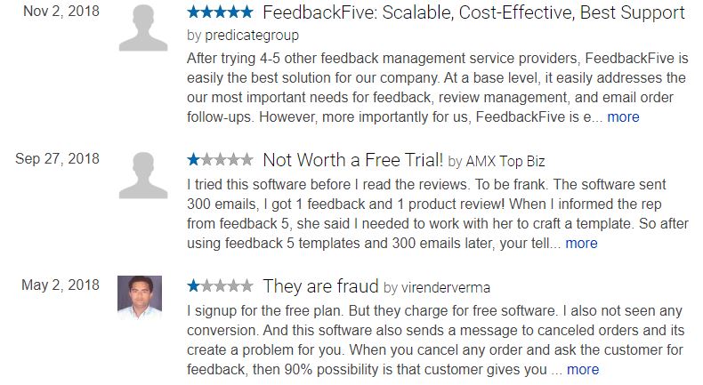 Feedback Five reviews